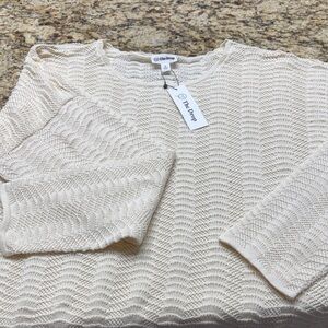 The Drop Women's Cream Open-Weave Scoop Neck Sweater